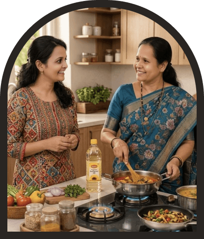 Two home chefs cooking in kitchen